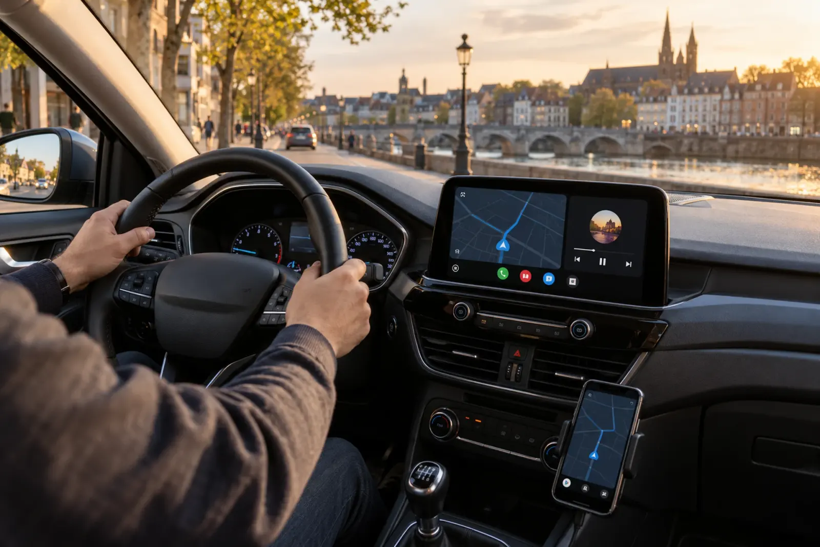 Android Auto bestellen in Maastricht: Google Maps op een 10-inch touchscreen in een Audi A3