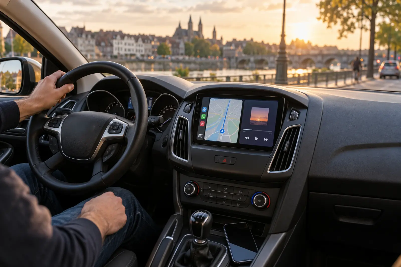 CarPlay bestellen in Maastricht: ingebouwd CarPlay-scherm in het dashboard van een Audi A3