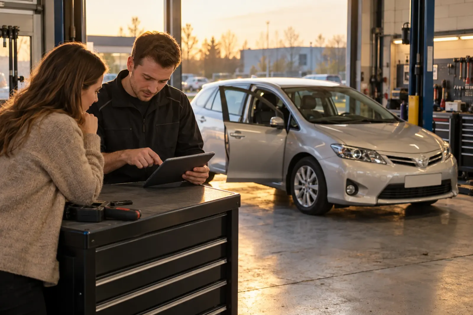 Offerte voor CarPlay inbouwen wordt doorgenomen met een automobilist uit Maastricht