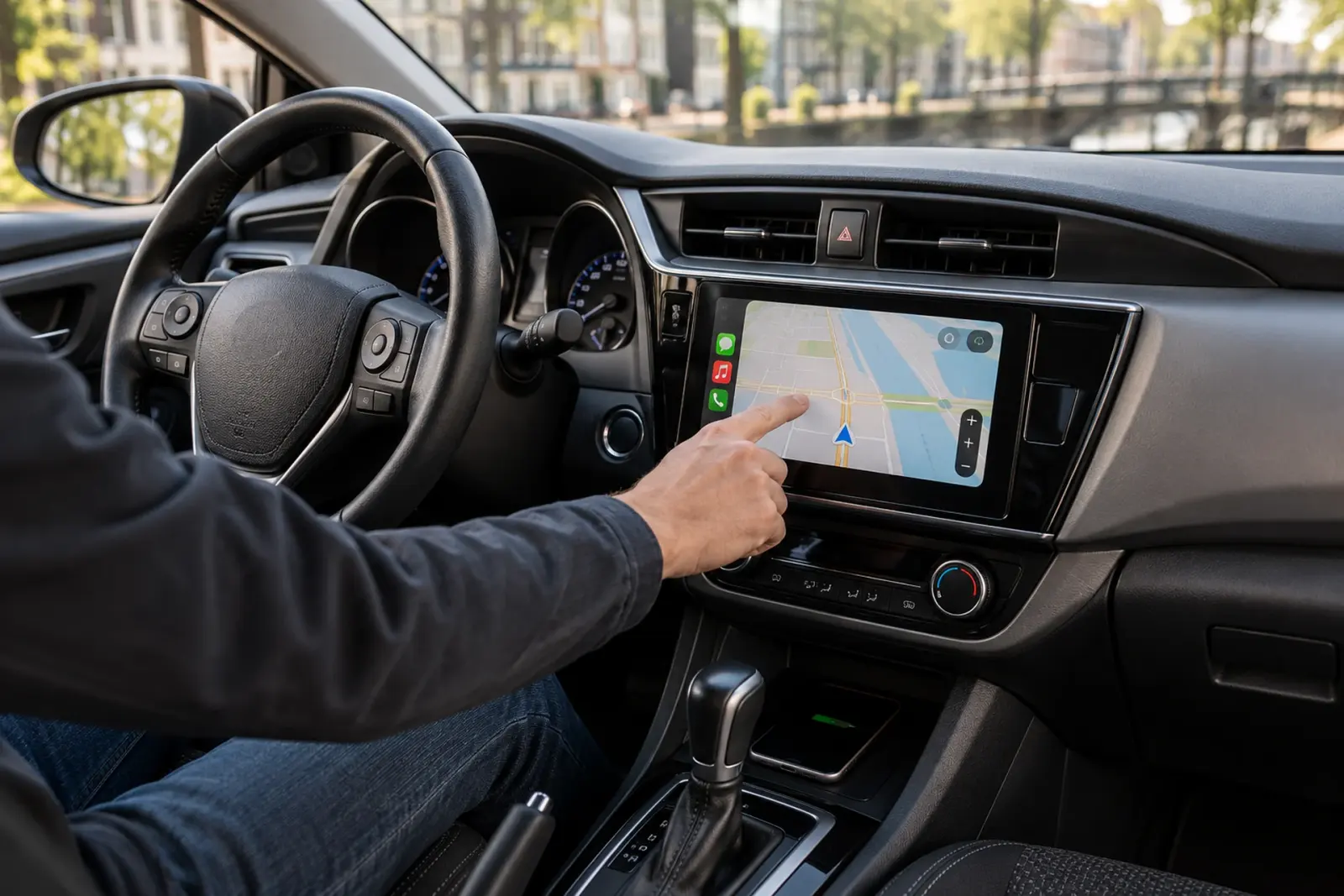 Navigatie op een pas gemonteerd CarPlay-scherm in een Kia Ceed uit Maastricht